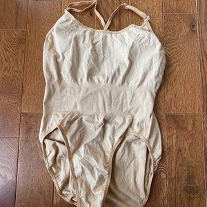 Convertible-Strap Camisole Leotard, Nude